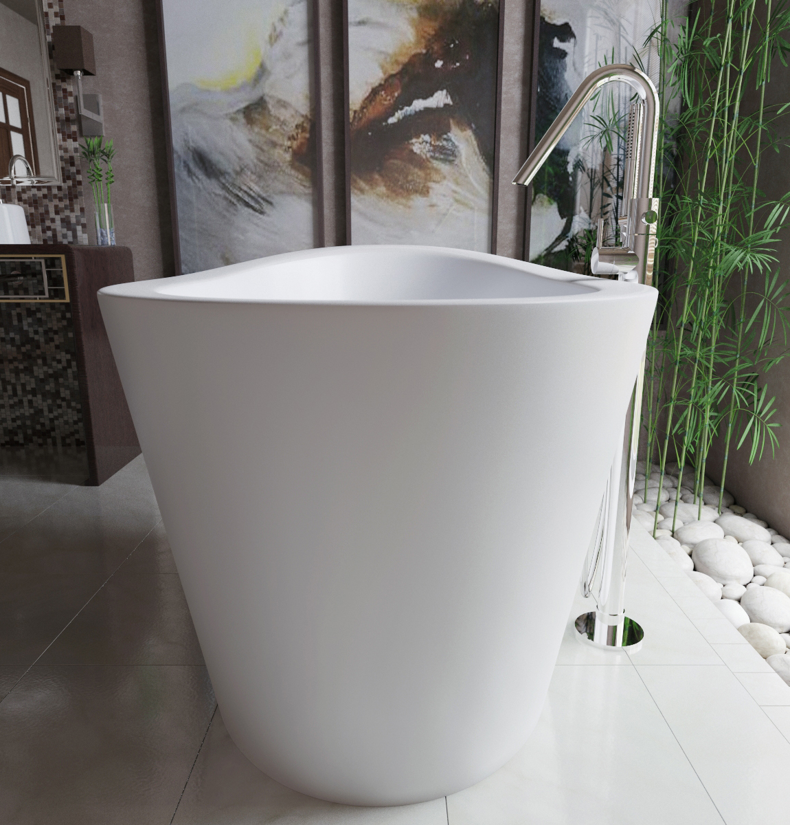 Aquatica True Ofuro Freestanding Stone Japanese Soaking Bathtub